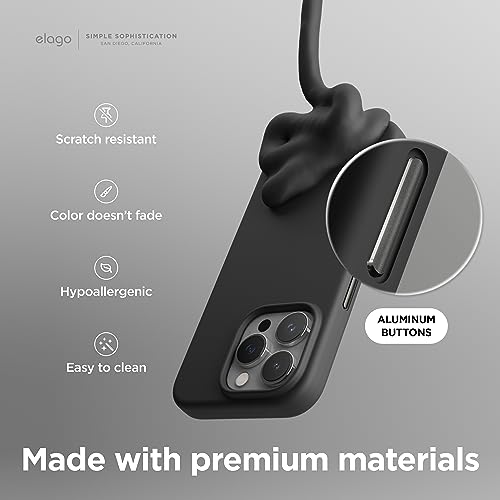 Image of elago Magnetic Silicone Case Compatible with iPhone 15 Pro Case 6.1 Inch Compatible with All MagSafe Accessories - Built-in Magnets, Soft Grip Silicone, Shockproof [Black]