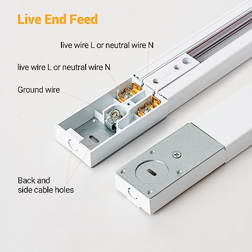 Image of VANoopee 8-Light LED Track Lighting Kit with 6.6FT H Type Track Rail, White | Dimmable LED Track Light Heads Modern Kitchen Track Lighting Fixtures Ceiling Spot Light, 3000K 24 CRI90+ 10W 800lm