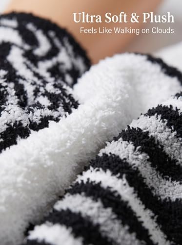 Image of Tipi Toe Womens Fuzzy Crew Socks with Anti Slip Grips Warm Cozy Fluffy Winter Slipper Socks Non Skid Home Socks for Women