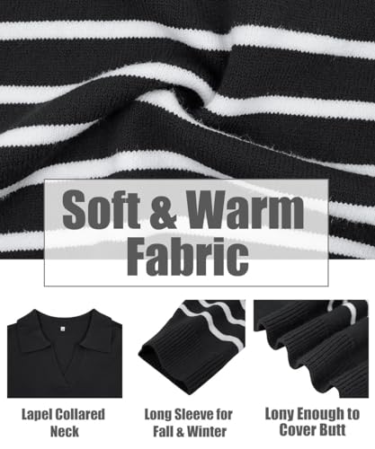 Image of CARCOS Plus Size Sweaters for Women Long Sleeve Pullover Sweaters Lapel Collared Vneck Knit Jumper Tops Fall Winter XL-5XL