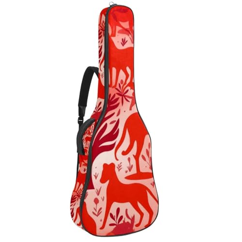 Housse pour guitare acoustique 101,6 cm imperméable avec imprimé silhouette d'animal rouge
