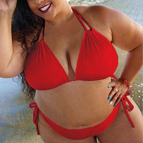 Plus Size Womens Two Piece Swimsuit Sexy Swimwear Halter Side Tie String Triangle Bikini Sets Push Up Bathing Suits2