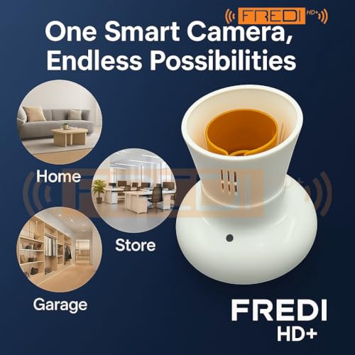 FREDI HD PLUS Indoor WiFi Bulb Holder Camera | 1080p HD Live View | Motion Detection & SD Card Storage | Compatible with PC, iOS, Android | Easy Setup IP Camera for Home, Shop & Office Security