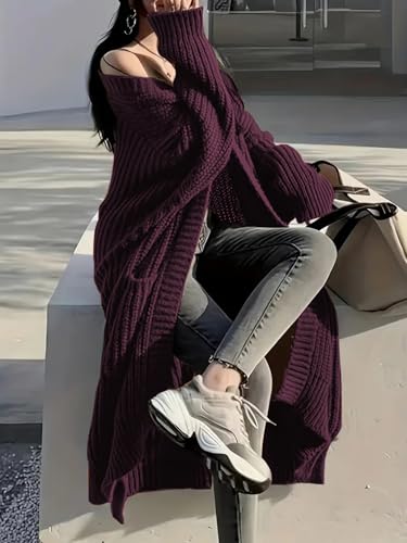 Image of Womens Long Cardigan Sweaters Open Front Oversized Duster with Pocket for Women 2025 Fall Winter Knit Design Coats
