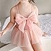Summer Pink Fashion Girls Sling Big Bow Knot Mesh Dress Swimsuit Boys Swimming Trunks (Pink, 6-12 Months)