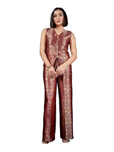 Image of PURVAJA Womenn's Sleeveless Shirt Pant Printed Co-Ords Set