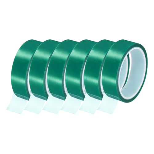 Image of uxcell Green Heat Tape, 6 Rolls 25mmx33m 108ft High Temperature Heat Resistant Tape for Sublimation,Heat Vinyl Press,Heat Transfer, Circuit Board, No Residue