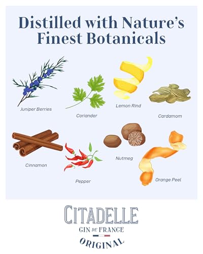 CITADELLE Original Dry Gin - Refinement and Intensity - Made in France, 44 percent ABV, 70cl