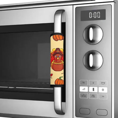 Image of Dreaweet Thanksgiving Turkey Refrigerator Door Handle Covers Set of 4,Antiskid Protector for Fridge Oven Dishwasher Keep Your Kitchen Appliance Clean from Smudges,Food Stains