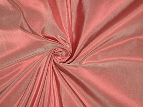 Tissu taffetas 100 % pure soie saumon foncé et ivoire - Largeur 152,4 cm