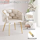 Lestarain Sessel Wohnzimmer, Armlehnensessel mit geflochtener Rückenlehne, Loungesessel Relaxsessel Lesesessel Einzelsofa, Polstersessel mit Samtbezug Metallbeinen, Beige, LUNI1018