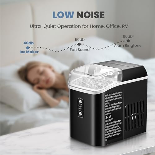 Image of Dumos Nugget Ice Makers,Portable Ice Machine Countertop Ready in 6 Mins, 1.55L Water Tank, Self-Cleaning, for Office, Party, RV, Home, Black