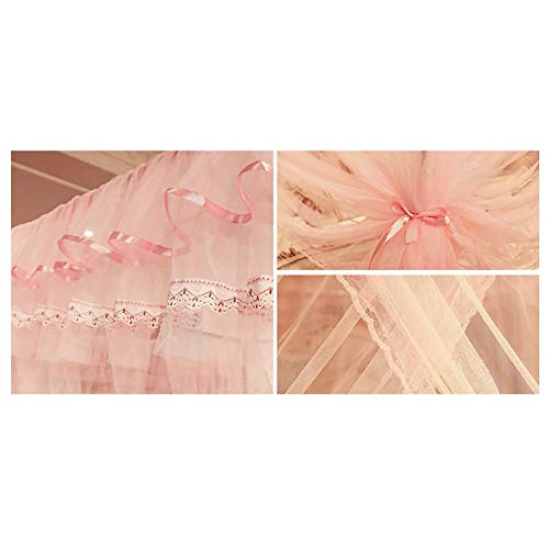 Asdfgh Encryption Landing Princess Bed Canopy, European Style 4 Corners Post Bed Canopy Curtains Kids Mosquito Netting, Three Openings-Pink 200X220Cm(79X87Inch) #TOP1