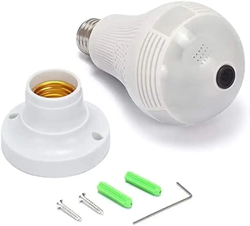 Lampada Espiã Câmera Ip 360° Hd Led Wifi 3g Grava Alarm -