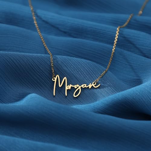 DayOfShe Personalized Name Necklace for Women 18K Gold Plated Custom Name Plate Necklace Jewelry Gifts for Mom2