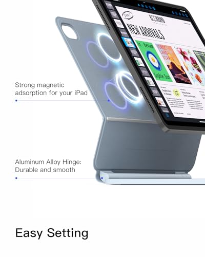 Image of Inateck NeoMagic Magnetic Keyboard Case for iPad 10th Generation 10.9 inch /11th Generation 2025 A16 11 inch, Floating Cantilever Stand, 7-Color Backlight, with Trackpad, Magic-Style Keyboard (Blue)