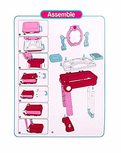 Vl 2 In 1 Pretend Play Kids Vanity Table And Chair Beauty Mirror And Accessories Play Set With Trolley Fashion & Makeup Accessories For Girls #TOP2