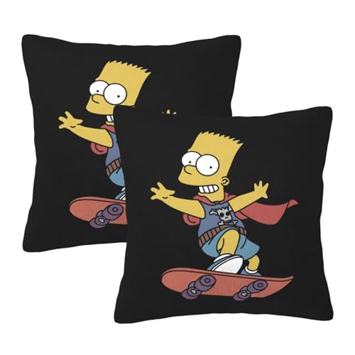 枕カバー ザ・シンプソンズ クッションカバー 2枚セット 座布団カバー まくらカバー おしゃれ 可愛い ソファ背当て 抱き枕 インテリア飾り オフィス 部屋飾り 四季通用 45×45cm