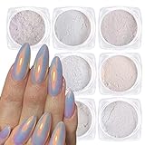 7 Boxes Shimmer Aurora Pearl Nail Glitter Powder Neon Mermaid Rubbing Dust Nail Chrome Mirror Pigmen