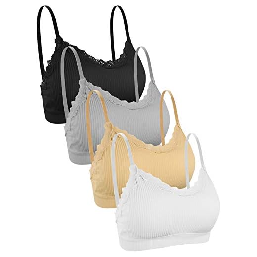 Tuopuda Bralette de Algodón Mujer,Sujetador sin Aros con Relleno Mujer de Verano Sujetador para Mujer Sujetador Sujetadores sin Costuras Sujetador Copa Alta Mujer de 4 Pack (B)