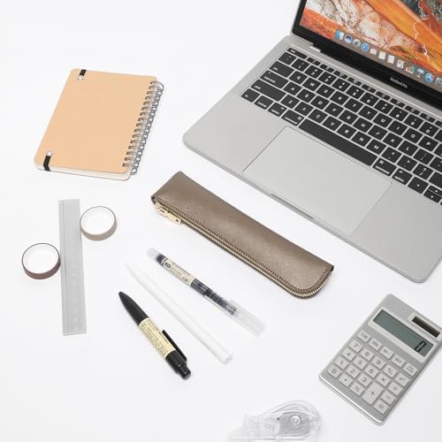 Image of Slim Pencil Case Small Pencil Pouch Pen Case (Pearl Brown /FL)