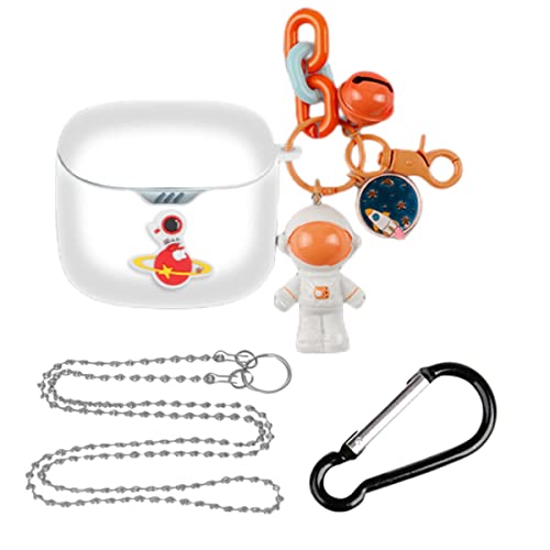 For JBL TUNE FLEX GHOST 用の ケース カバー ワイヤレスイヤホンケース シリコン 全面保護ケース 傷防止 落下防止 耐衝撃 防水 防塵 指紋防止 創造性 宇宙飛行士 かわいい 漫画 人気 軽量 ソフトカバー イヤホンケース キーチェ