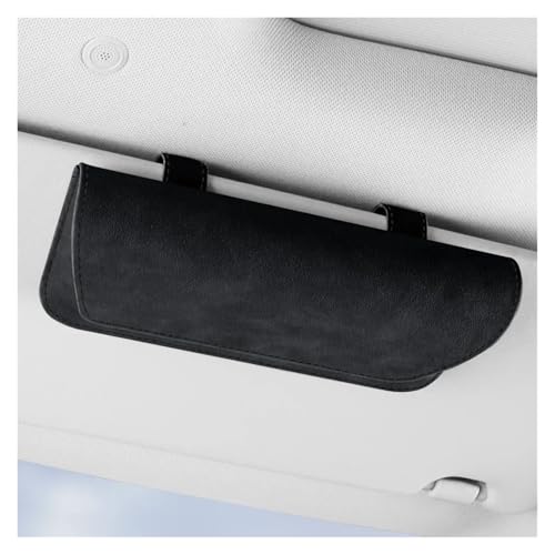 Étui à lunettes de voiture noir avec clip de fixation pour pare-soleil