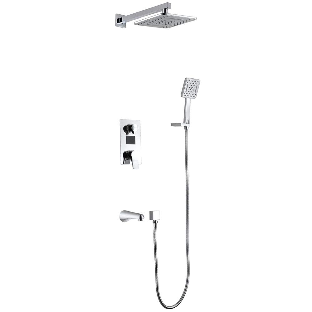 GLJTUO Shower System Waterfall Rainfall Large Ceiling Rain Shower Head Recessed Digital Display Shower Faucet Set Beauty Comes