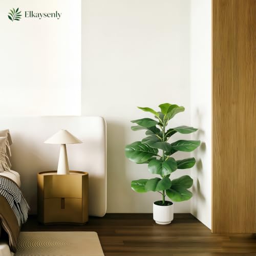 Elkaysenly 2 Pcs 30" Fake Plants Fiddle Leaf Fig Tree,Faux Plants Indoor&Outdoor,Plants Artificial Decor for Home Office Decorations - image 5