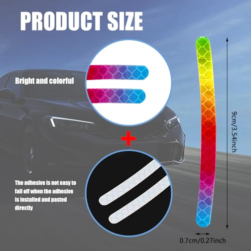 Image of 20PCS Reflective Car Wheel Decorative Stripe Stickers, Car Wheel Decals, Night Safety Warning Car Stickers, Anti-Scratch Reflective Rim Stickers Universal for Cars Motorcycles (Colorful)