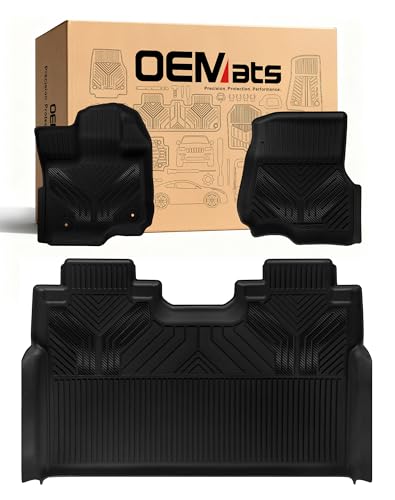 Image of Premium Color TPE Floor Mats for Ford F-150 2015-2026 | Carbon Fiber Wing Design| F150 Lightning 2022-2025 SuperCrew (Rear w /o Fold Flat Storage) | Heavy Duty Car Carpet All-Weather Protection