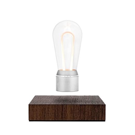 FLYTE Nikola Dekoleuchte mit LED-Lichtleiter, Chromfassung/Walnussholzbasis, schwebend per Induktion
