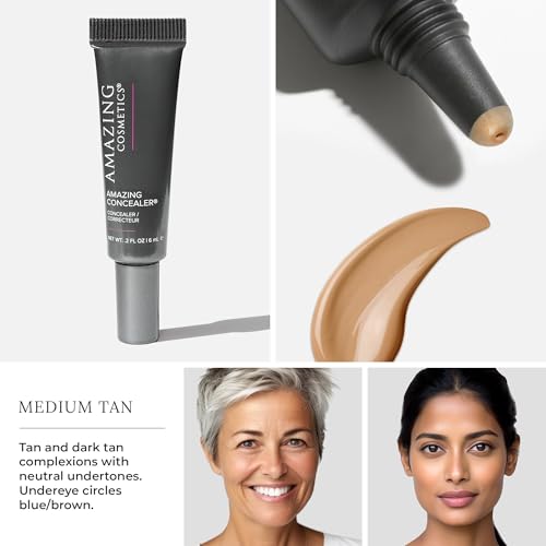 AmazingCosmetics Amazing Concealer, Full Coverage with Pin Dot Amounts, Long Wear Concealer Makeup for Undereye Dark Circles, Blemishes and Spots, Color Correcting, Skin- Like Finish