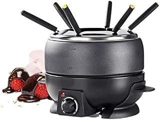 Ex-Pro 6 People Electric Fondue Set, 2.3 Litre, with 6 Forks, Adjustable Temperature Control and Non Stick Coating, 800W - Black