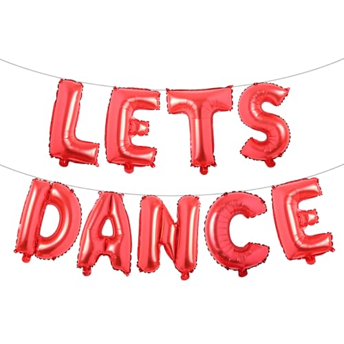 Letter Balloons - LETS DANCE 16" Inch Alphabet Letters Foil Mylar Balloon Kids Birthday Party Balloon Banner (LETS DANCE Red)
