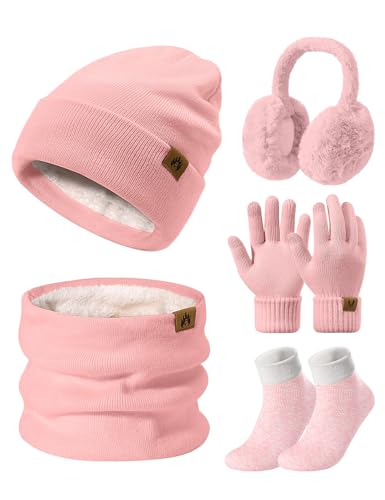 Ensemble hiver femme contre le froid avec bonnet écharpe doublure polaire et gants écran