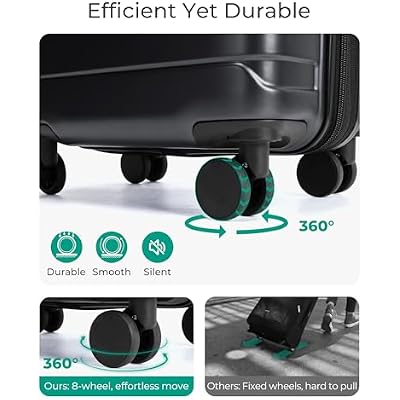 BAGSMART Carry On Luggage 22x14x9 Airline Approved with Spinner Wheels,Lightweight 20 Inch Luggage with TSA Lock,Expandable Hard Shell Carry On Suitcases for Men Women,Black