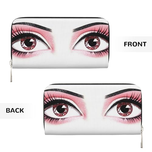 Eyes Leather Wallet For Women Girl, Zip Around Credit Card Holder Long Pu Wallet Clutch Purse Waterproof Travel Handbag2
