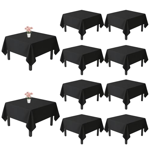 Dexbriz 10 Pack Black Square Tablecloth 70x70 Inch Black Table Cloth, Wrinkle Resistant Tablecloth Square Washable Polyester Fabric Table Covers for Party Banquet Wedding Buffet