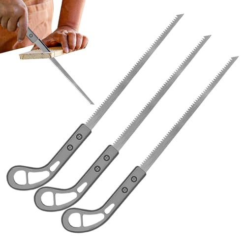 Lot de 3 scies à élaguer portables d'extérieur avec poignée antidérapante et dents fines pour le camping, la randonnée