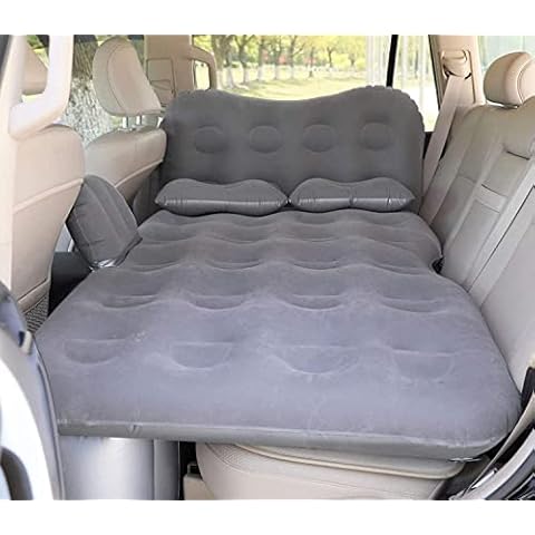 SAYGOGO Inflatable Car Air Mattress Travel Bed - Thickened Car Camping Bed Sleeping Pad with Car Air Pump 2 Pillows for Car Tent SUV Sedan Pickup Back Seat - Grey1 Cover