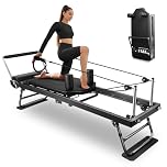 Pilates Reformer Machine,Foldable Pilates Reformer Core Bed Equipment Machine for Home Gym Women Yoga Workout Indoor Pilates Exercise Equipment Training Weight (BLACK-1)