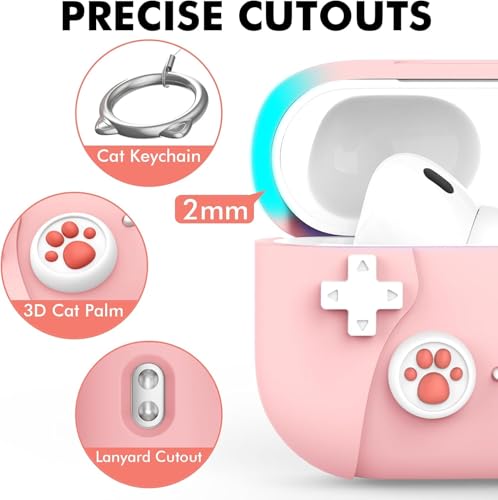 Image of Meyaar for AirPods Pro 3 Case 2025 Silicone Protective Cases for Apple AirPods Pro 3rd Generation Case for Women Men, for AirPod Pro 3 Cases Cover Accessories with Keychain (Game Console Pink)