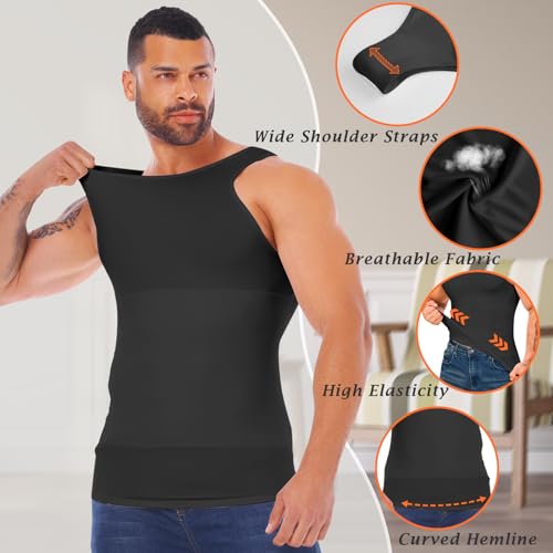 Mens Compression Shirt Slimming Body Shaper Mens Shapewear Tummy Control Sleeveless Abdomen Undershirt Vest Tank Tops4