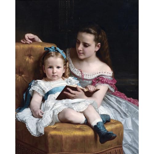 Impression giclée sur toile Bouguereau Portrait d'Eva et Frances Johnston en 76x101 cm