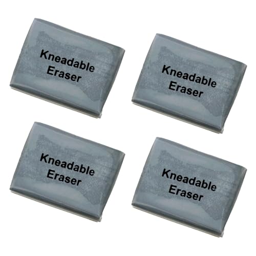 4 Pcs Professional Kneaded Eraser Set - Grey Putty Rubber for Artists & Students - 4 x 3 x 0.65cm High-Absorption Art Eraser for Sketching Highlighting & Shading with Charcoal Graphite & Pastels