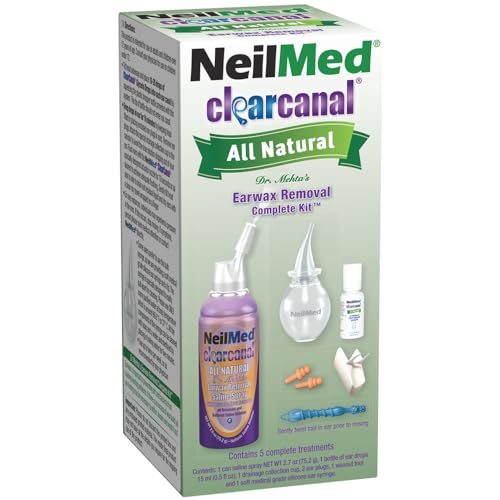 NeilMed Clearcanal All Natural Ear Wax Removal Complete Kit - 75mL Soften, Loosen and wash Out Excessive Wax Build up The Natural Way