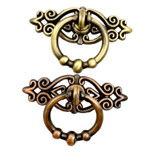 SEWACC 2個 ?合欧式ヴィンテージ引き出し取っ手 家具用キャビネットプル ハンドル 古 赤古色 衣類収納扉対応 多機能装飾リング