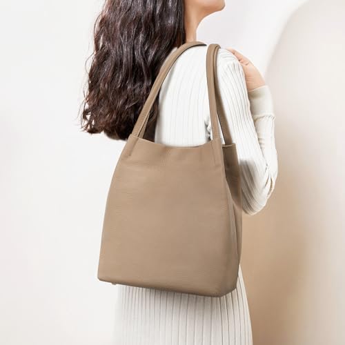 Image of Kattee Women Soft Genuine Leather Totes Shoulder Bag Purses and Handbags with Top Magnetic Snap Closure