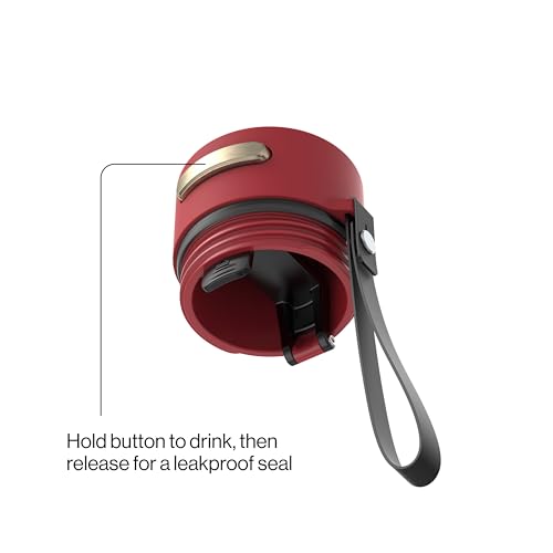 Image of Contigo AutoSeal 16 oz Stainless Steel Vacuum-Insulated Water Bottle with Leakproof Push-Button Spout & Lock, Carry Strap, BPA-Free & Lead-Free, Dishwasher Safe